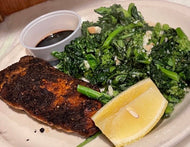 Blackened Salmon Side of Broccoli Rabe