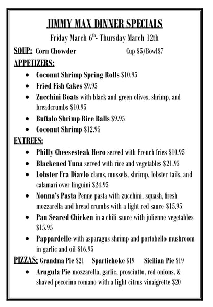 Dinner Menu Specials