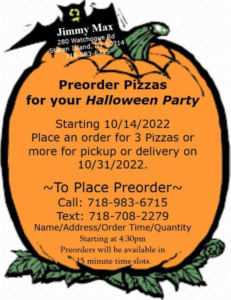 Preorder Pizzas for Halloween