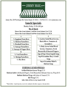 Jimmy Max Lunch Specials