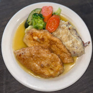 Jimmy Max Chicken Francaise  Served with a vegetable medley and a choice of potato croquette, mashed potatoes or Rice