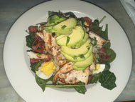 Chicken &amp; Rice Bowl Grilled chicken, spinach, bacon, avocado &amp; hard boiled eggs over cilantro lime rice.