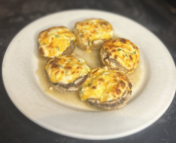 Cream Cheese, Jalapeno, Cheddar & Bacon Stuffed Mushrooms