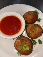 Jimmy Max Three Homemade Rice Balls with a side of marinara sauce