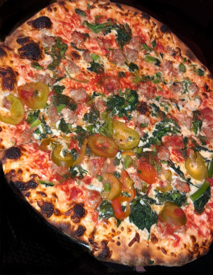 Broccoli Rabe, Sausage & Cherry Peppers Pizza